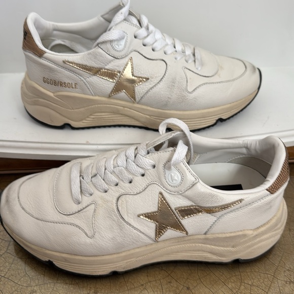 Golden Goose Running Sole — White and Gold Star Sneakers - Picture 7 of 8
